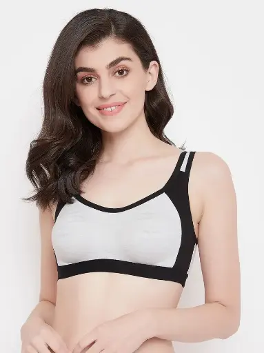 Clovia Women's Sports Bra Grey
